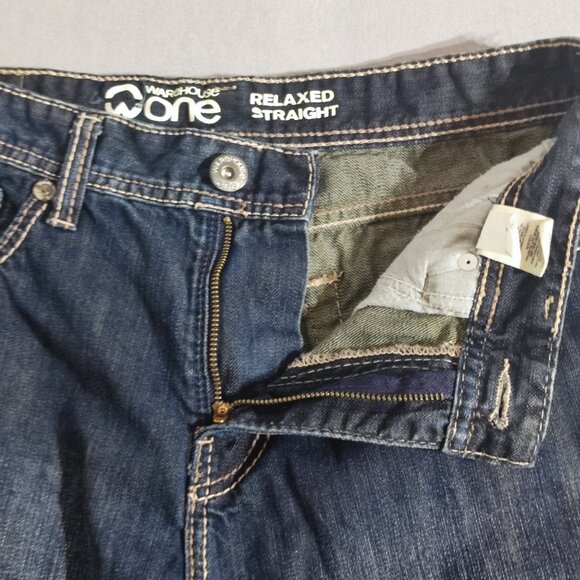 Warehouse One relaxed straight leg jeans men's size 30X30 dark ink blue - Picture 7 of 14